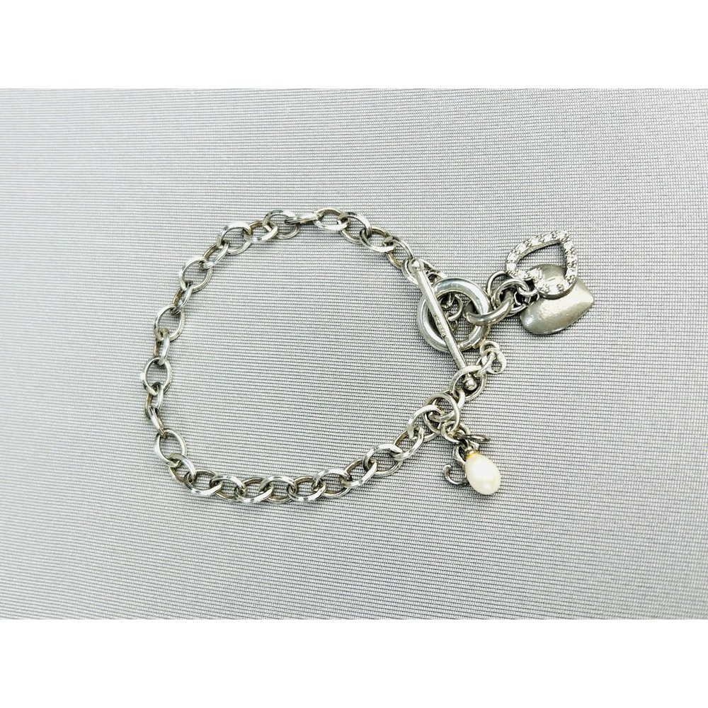 Sterling Silver Charm Bracelet Hearts And Letter S Charms